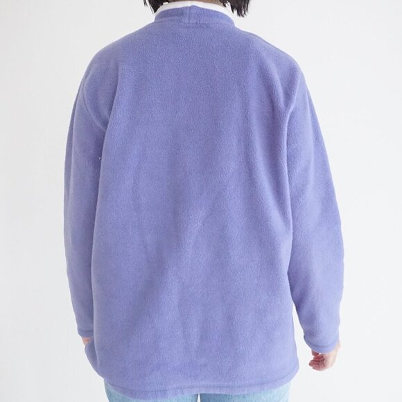 Vintage Croft & Barrow Lavender Embroidered Snowman Fleece Crewneck Sweater L - Picture 3 of 11